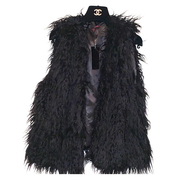 BONGO Jackets & Blazers - Faux Fur Vest Black